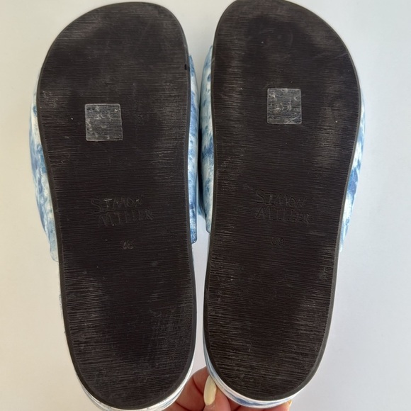 Simone Miller Blue white Tie Dye Cloudy Platform Sandal Bubble Slides Size 38/8 - Picture 13 of 16